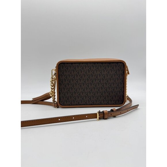 MICHAEL KORS Jet Set logo pleated coated canvas tassel crossbody bag - Acorn - Picture 12 of 14